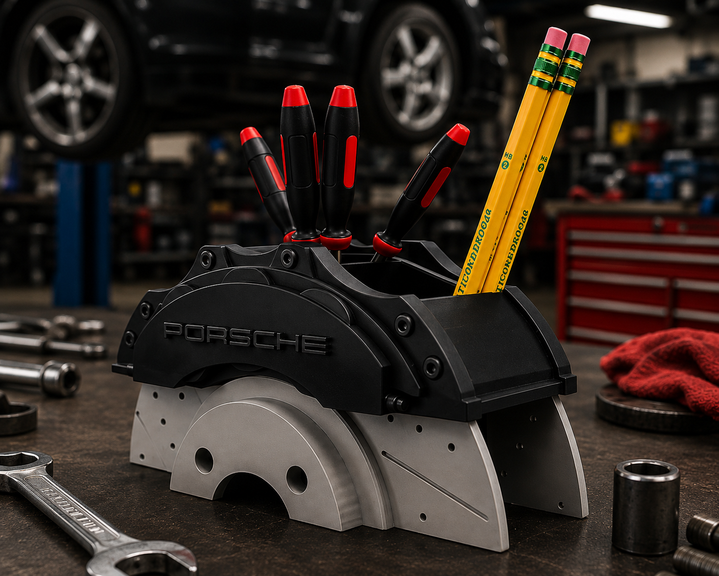 Porsche Inspired Brake Caliper Pen Holder