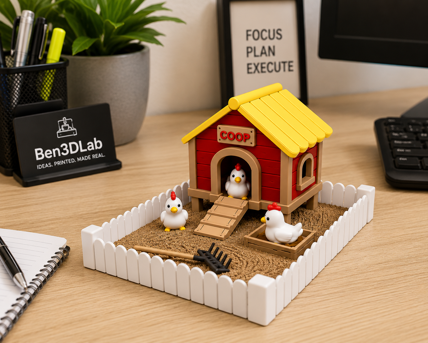 Chicken Coop Zen Garden | Mini Farm Desk Decor